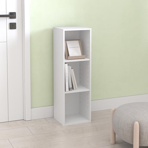 Hagen 3-Tier Narrow Bookshelf, Bookcase, Storage Cube, 10-inch Width, for Small Spaces, Living Room, Bedroom, Home Offic