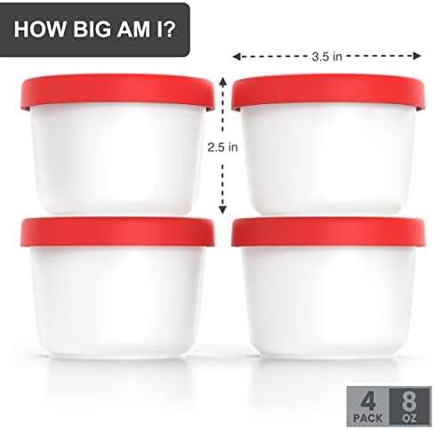 BALCI Ice Cream Container Set - 2 Quart & 8oz Tubs with Lid