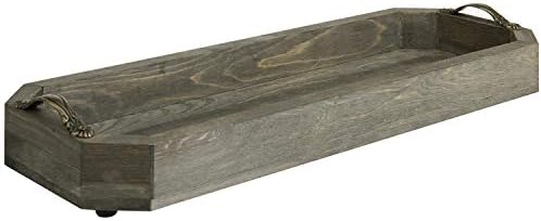 MyGift Rustic Gray Wood Vanity Tray, Toilet Tank Organizer with Handles