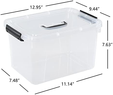 Esdiplot 10.5 L 4 Pack Clear Plastic Storage Box with Lid