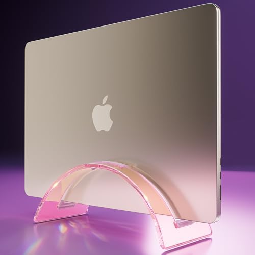 Acrylic Vertical Laptop Stand for Desk,Acrylic Invisible Desktop Notebook Dock,Vertical Laptop Holder Space-Saving Organ