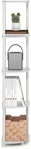 Furinno Turn-N-Tube Storage Shelves, 5-Tier Open Frame Book Shelf, Standing Corner Shelf, Toolless Open Shelves, Classic
