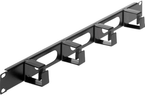 Intellinet 19 Inch 1U Cable Management Panel, 4 Rings, Black
