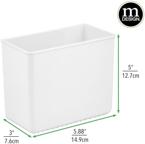 mDesign Plastic Adhesive Mount Storage Organizer Container for Kitchen or Pantry Wall Organization - Space Saving Holder