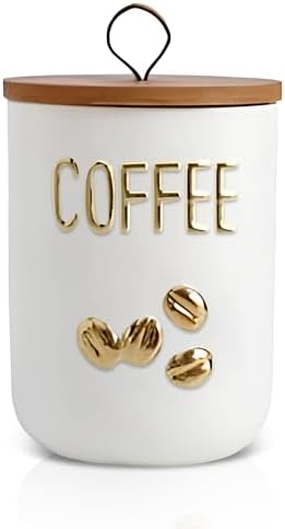 Comeon Ceramic Canister Set with Airtight Seal Bamboo Lid Silicone, 27oz Food Storage Jars for Coffee Sugar Tea, Contain