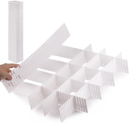 40Pcs Drawer Organizer Dividers 17"x2.8" Adjustable Storage Organizer Separator for Socks, Underwear, Makeup, Kitchen, D