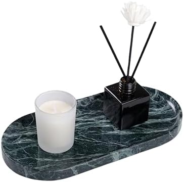 Emerald Green Marble Tray | Bathroom Jewelry Organizer | Spa-Quality Perfume Tray for Dresser, Nightstand, Makeup Table 