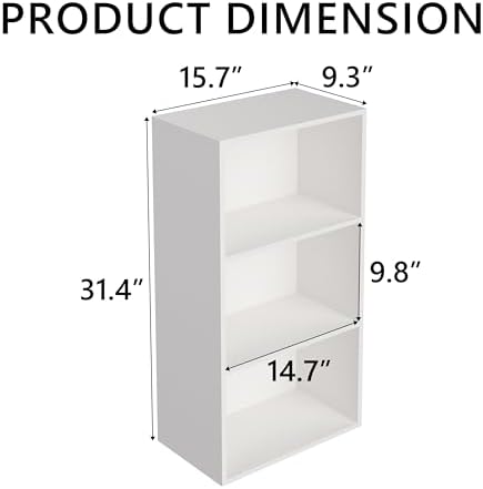 Wooden 3 Cube Storage Organizer, 3 Tier Low Bookcase Freestanding Storage Display Organizer,Versatile Cubes Shelf and Cu