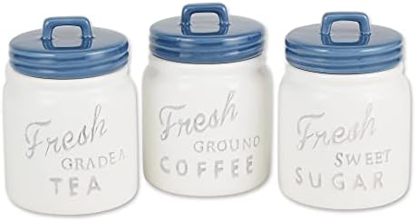 DII Kitchen Accessories Collection Ceramics, Jar Canister Set, Blue, 3