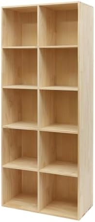 PERFERATE Storage Organizer Solid Wood Cube Bookshelf Open Bookcase Floor Standing Book Display Cabinet Vertical/Horizon