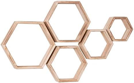 WONFUlity Hexagon Floating Shelves, Hexagonal Shelf Wall Mounted Storage