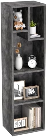 VECELO 4-Tier Bookcase, Modern Storage Cabinet with Height Difference Shelves for Standard Textbooks, 5 Cubes, Vertical 