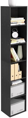 6-Tier Wooden Cube Storage Organizer, 62 Inch Tall Bookcase & Display Shelf with 6 Open Cubes, Freestanding DIY Closet S