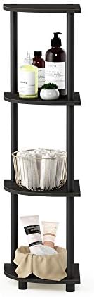 Furinno TURN-N-TUBE Corner Shelf, 4-Tier Corner Bookshelf, Display Storage Shelves with Open Shelves, for Organization a