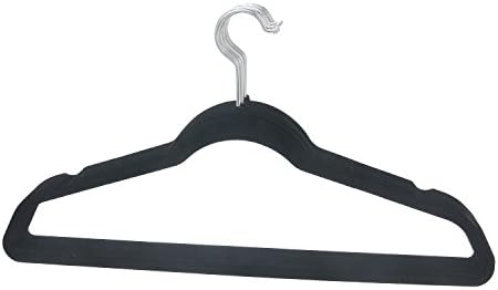 Velvet Suit Clothes Hangers Multipurpose Slim with Notched Shoulders & Swivel Chrome Hooks – Black – Set of 10
