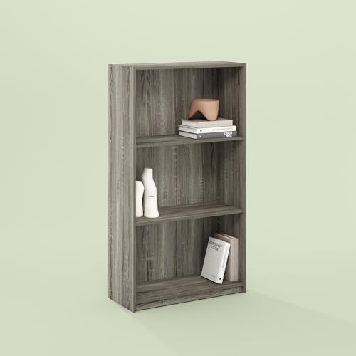 Hagen 3-Tier Bookshelf, 40 Inch Tall Bookcase, for Home Office, Study, Living Room, Olive Oak