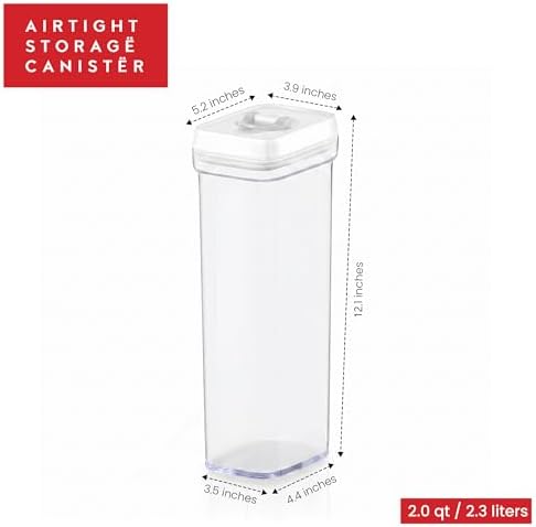 DWËLLZA KITCHEN Pasta Storage Containers for Pantry - Set of 2 White Airtight Spaghetti Container Storage - Ideal for Spaghetti & Noodles, Kitchen Pantry Organization and Storage, Keeps Food Fresh