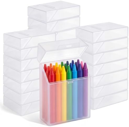 Clabby 36 Pcs Clear Plastic Crayon Boxes Hold 24 Count, Clear