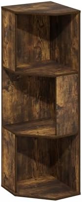 Furinno ECON Corner Shelf, 3-Tier Corner Book Shelf, Standing Storage Shelves, Cube Display Rack, Bookshelf, for Organiz