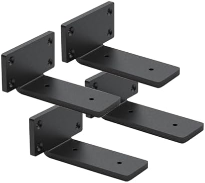 4 Pack Shelf Brackets 4 Inch Floating Shelf Bracket 1/5 inch Thick Heavy Duty Hidden Shelf Brackets Iron Metal Brackets 