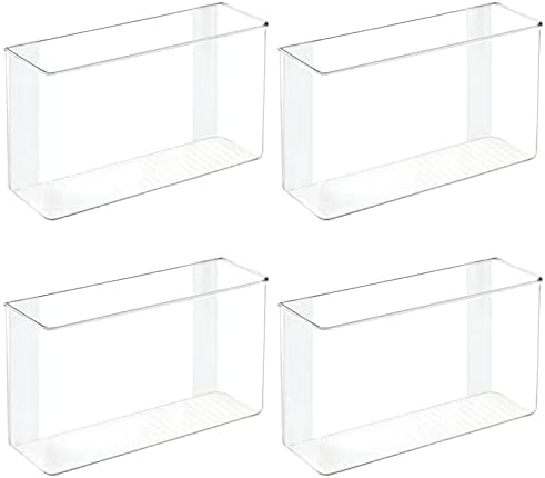 mDesign Plastic Adhesive Mount Storage Organizer Container for Kitchen or Pantry Wall Organization - Space Saving Holder