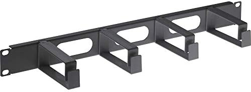 Intellinet 19" Cable Management Panel 1U, 4 Long Plastic Rings, Black - 711074