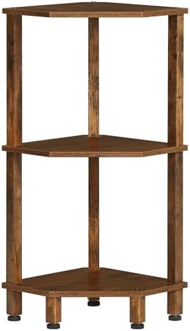 YUFAM 3-Tier Corner Shelf, Brown
