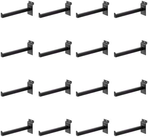 16 Pack Heavy Duty Tube Slatwall Shelf Brackets, Metal Tubular Slat Wall Brackets with Lip, Slatwall Accessories for Gar