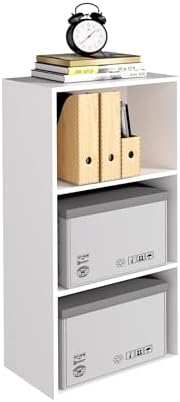 Wooden 3 Cube Storage Organizer, 3 Tier Low Bookcase Freestanding Storage Display Organizer,Versatile Cubes Shelf and Cu