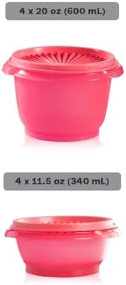 Tupperware Heritage Collection, New 16 Piece Food Storage Container Set in Vintage Pink, Dishwasher Safe and BPA Free (8 containers, 8 lids)