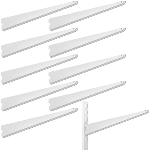 Yalikop 10 Pack Adjustable Shelf Brackets for Double Track System Closet Organization Heavy Duty Wire Shelf Brackets (Wh