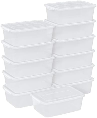 12 Packs 14 Quart Plastic Clear Storage Bins, Plastic Storage Boxes with Lids