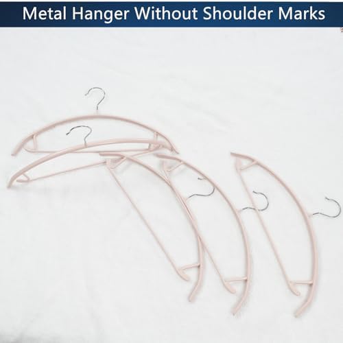 16.5 Inch Pink No Shoulder Bumps No Mark Non-Slip Rubber Coated Contour Meta Hanger for Sweater T-Shirt Suit Coat Uniform with Pants Bar Pack of 20