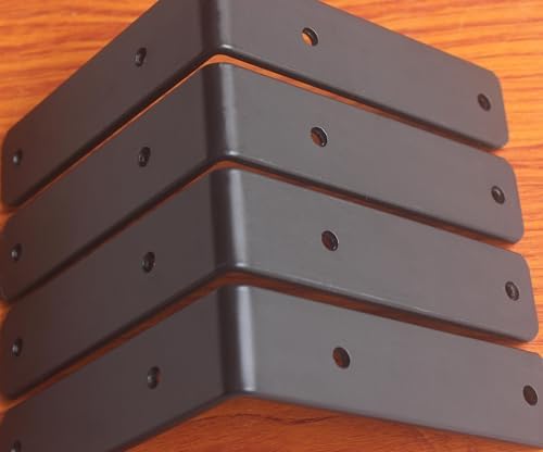 32 Pack - L 6" x H 6" x W1.5, 5mm Thick Black L Shelf Bracket, Iron Shelf Brackets, Metal Shelf Brackets, Floating Shelf