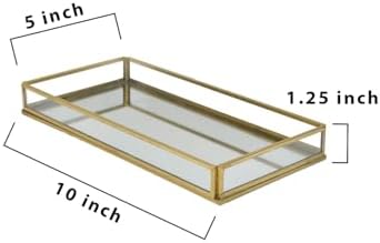Serene Spaces Living 10" Aurea Mirror Tray, Gold Rectangle Glass Tray - Elegant Decorative Centerpiece for Home, Parties