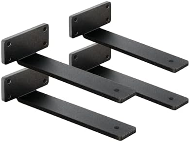 4 Pack Shelf Brackets 12 Inch Floating Shelf Bracket 1/5 inch Thick Heavy Duty Hidden Shelf Brackets Iron Metal Brackets