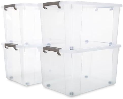Citylife 4-Pack 69 QT Clear Plastic Storage Bins with Latching Lids