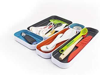 Three by Three Seattle Metal Drawer Organizer Tray Set, 5-Pc, 1" (Gray Mix)