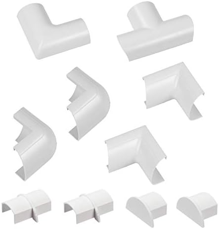 D-Line Medium Cable Raceway Accessory Pack, Join 1.18in x 0.59in Cord Cover Lengths, 10 Accessories Included, Hide Cords
