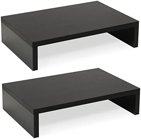 TEAMIX 2-Pack Wood Monitor Stand Riser for Desk , Black