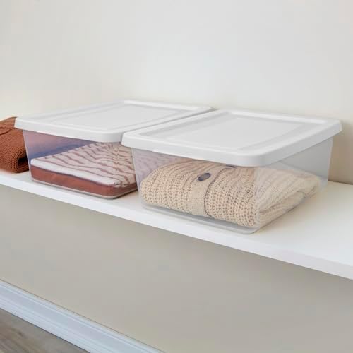 Sterilite Storage Box Stackable Tote, White, 12 Quart, 45 Pack