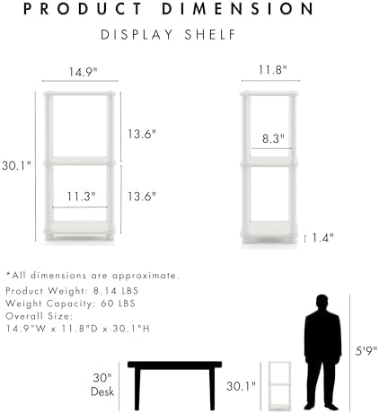 Homes: Inside + Out Apexa Modern 3-Tier Narrow Shelving Units, Collectibles Display Shelves, Easy Assembly Standing Shel