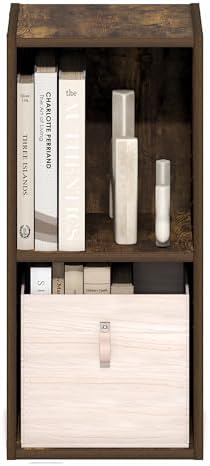 Furinno Fulda Book Shelf, 2-Tier Narrow Bookshelf, Bookcase with 10-in Width Storage Shelf, 9.3 x 9.8 x 21.2, for Living