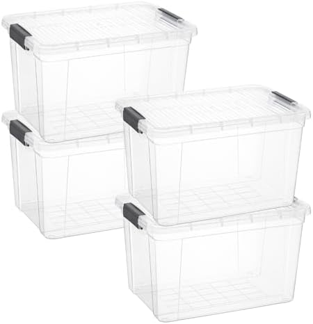 Superio 14.7 Quart Clear Plastic Storage Boxes with Lids, Stackable Organizer Containers, BPA-Free Storage Bins for Home