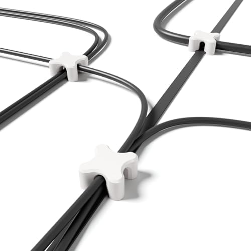 Magnetic Cable Organizer – Desktop Multipurpose Cord Keeper & Cable Management Clip for Home & Office (White Cross 20Pcs