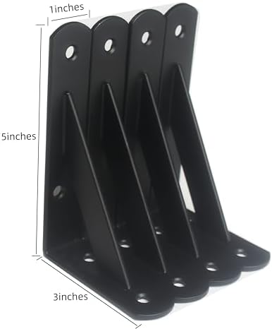 20 Pack L5 x H 3" Black Heavy Duty Shelf Brackets with Screws Metal Shelf Brackets Shelf Support Angle Brackets for Shel