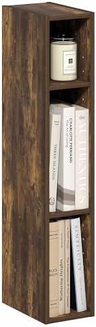 3-Tier Narrow Bookshelf, 6-Inch Width Bookcase, Book Shelf with Storage Shelf, 9.3 x 5.9 x 31.5, for Living Room, Home O