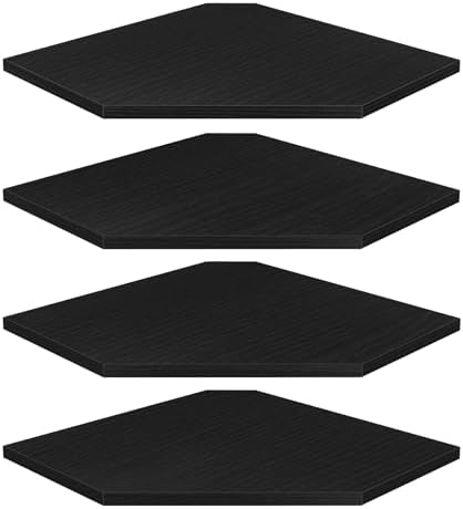 Homode Corner Floating Shelves, Corner Shelves Wall Mounted with Cord Hole, 4 Tier Diamond Shape Corner Hanging Shelving