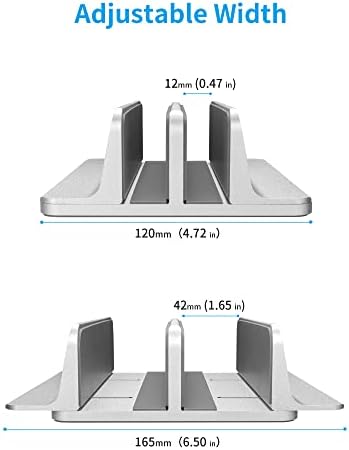 JARLINK Double Vertical Laptop Stand, Adjustable Aluminum Desk Dock, Black