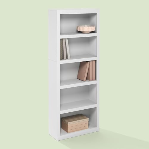 Hagen 5-Tier Bookcase, Bookshelf, for Living Room and Home Office, White